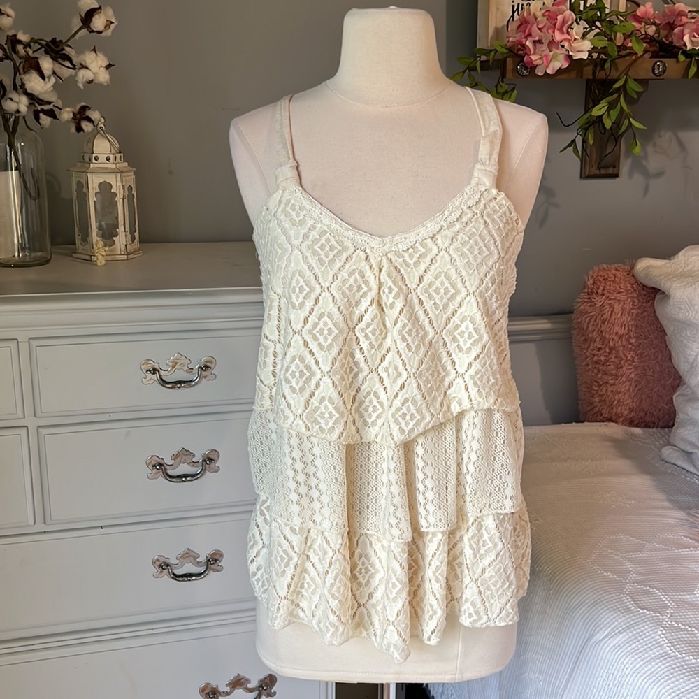 Jolt Romantic Lace Tank Flowy Top Womens Small